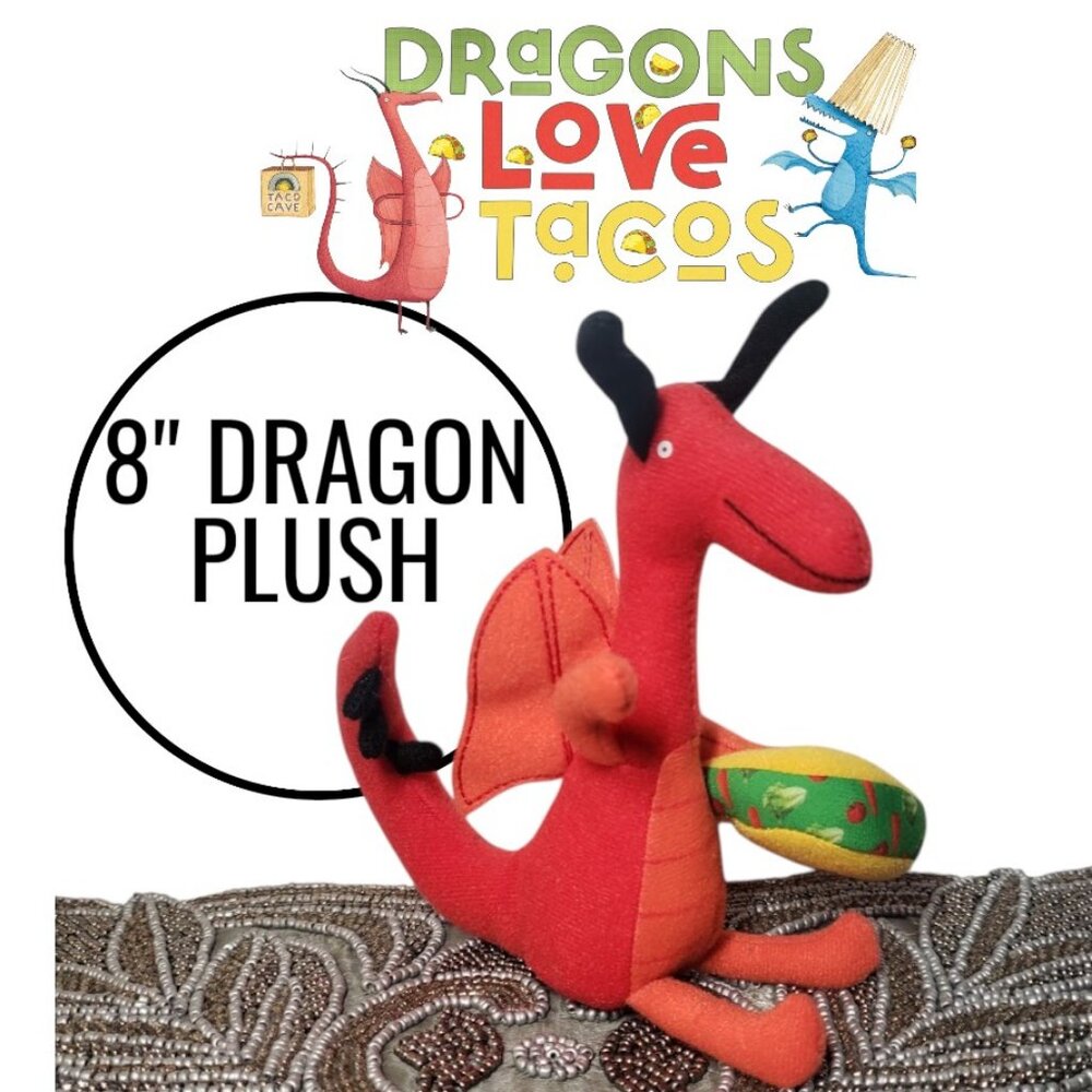 New 8" Dragons Love Tacos Red Dragon Plush Stuffed Animal Plushie Dragon Figure